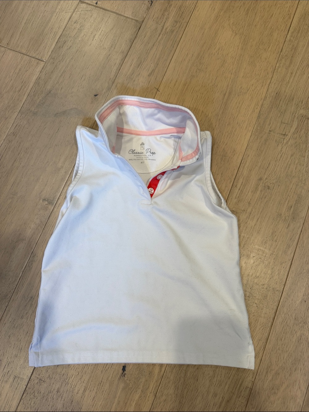 Classic Prep Girls' White Sleeveless Polo Tank with Pink Trim